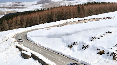 Jaguar F-type V6S v Porsche 911 Cabriolet in the snow