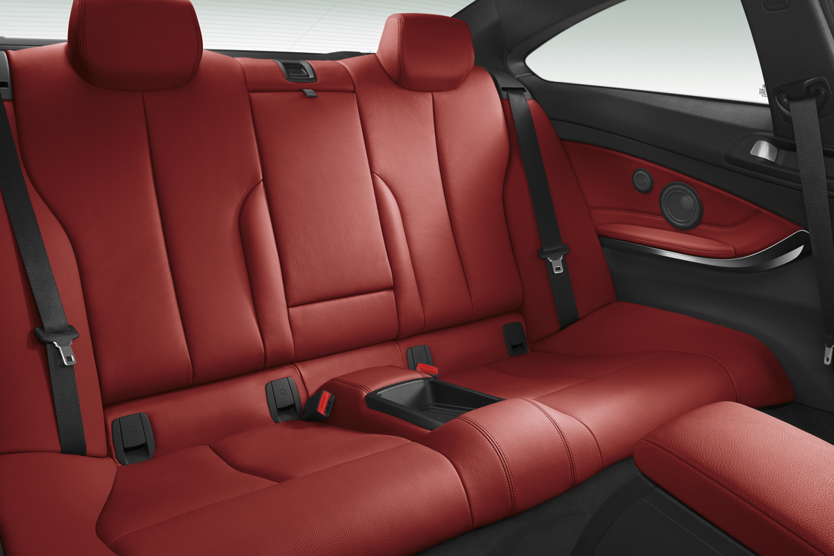 BMW 435i red leather rear seats