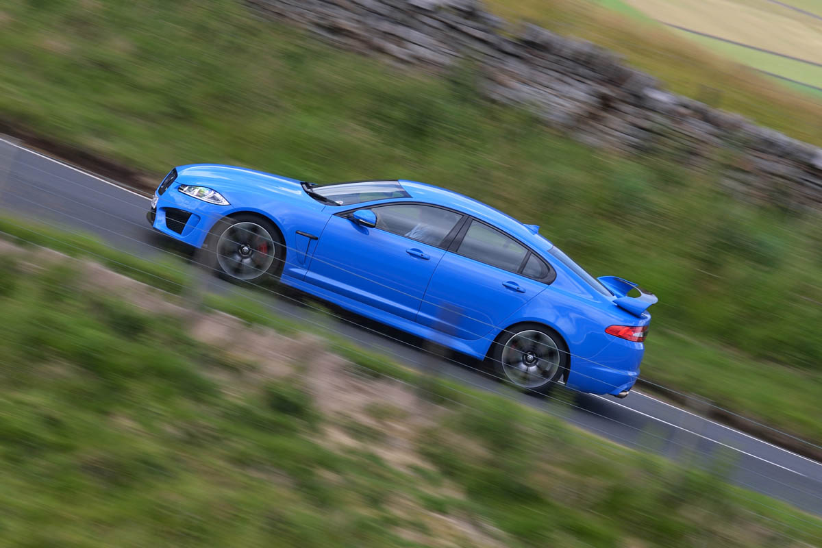 Jaguar XFR-S blue side profile