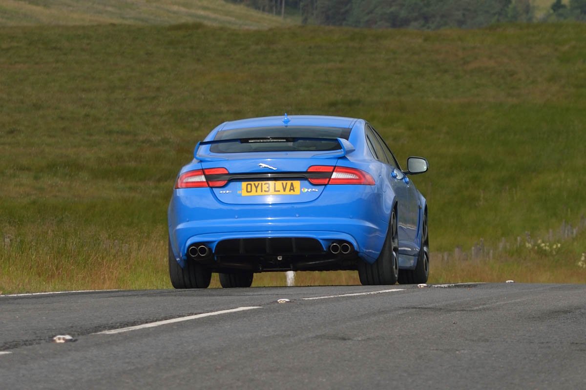 Jaguar XFR-S blue rear