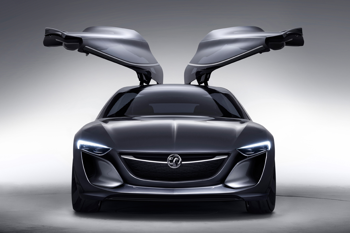 Opel Monza concept car gullwing doors up