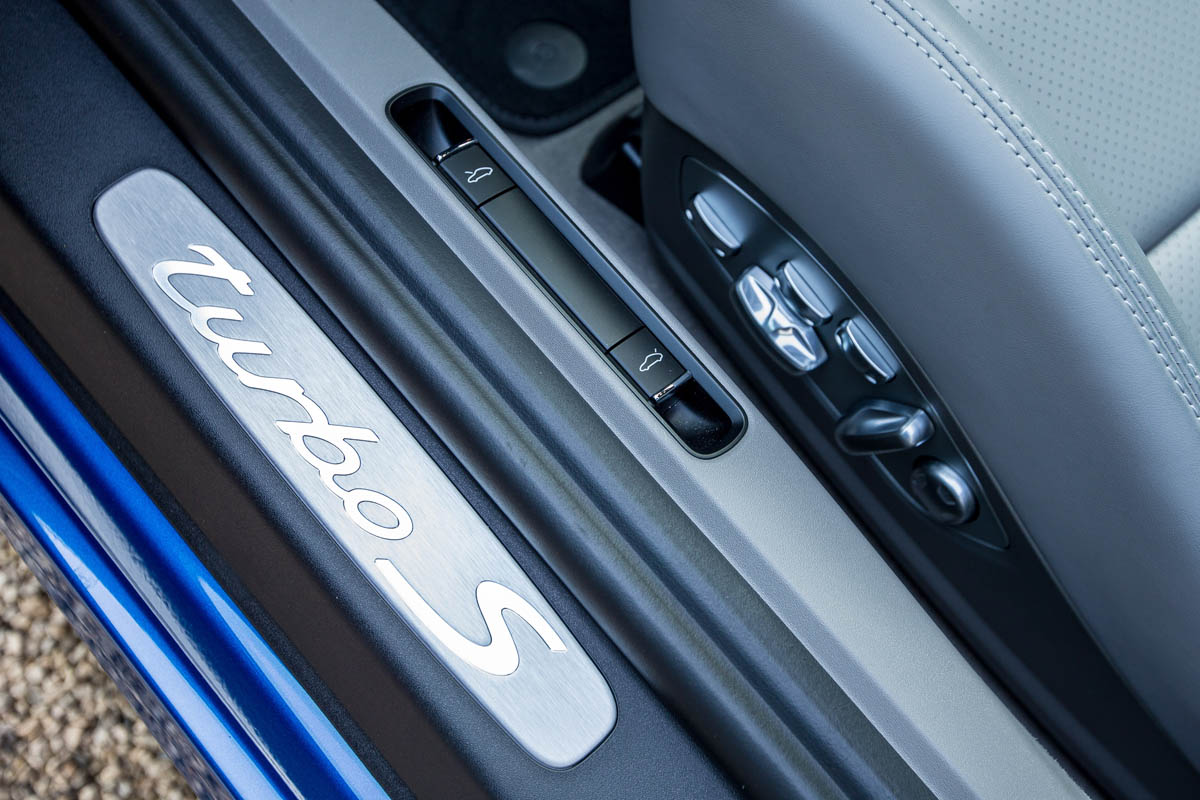 Porsche 911 Turbo S sill kick plate badge