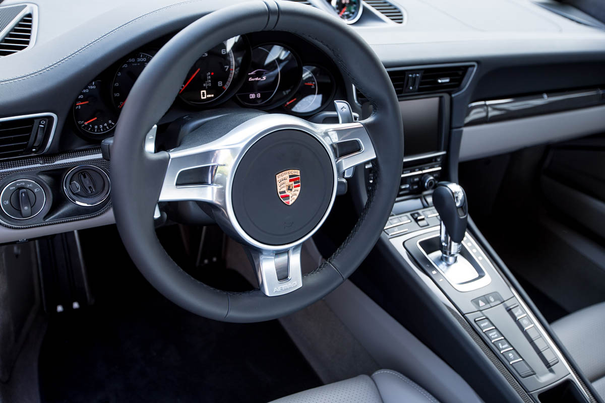 Porsche 911 Turbo S interior dashboard steering wheel PDK