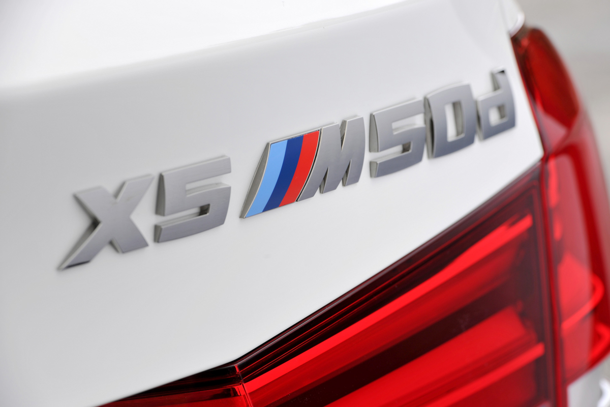 BMW X5 M50d rear badge