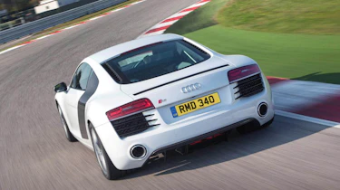 Audi R8 V8 white coupe