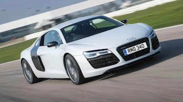 Audi R8 V8 white coupe