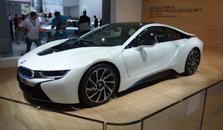 BMW i8 hybrid supercar white