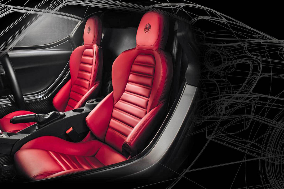 Alfa Romeo 4C red leather sports seats