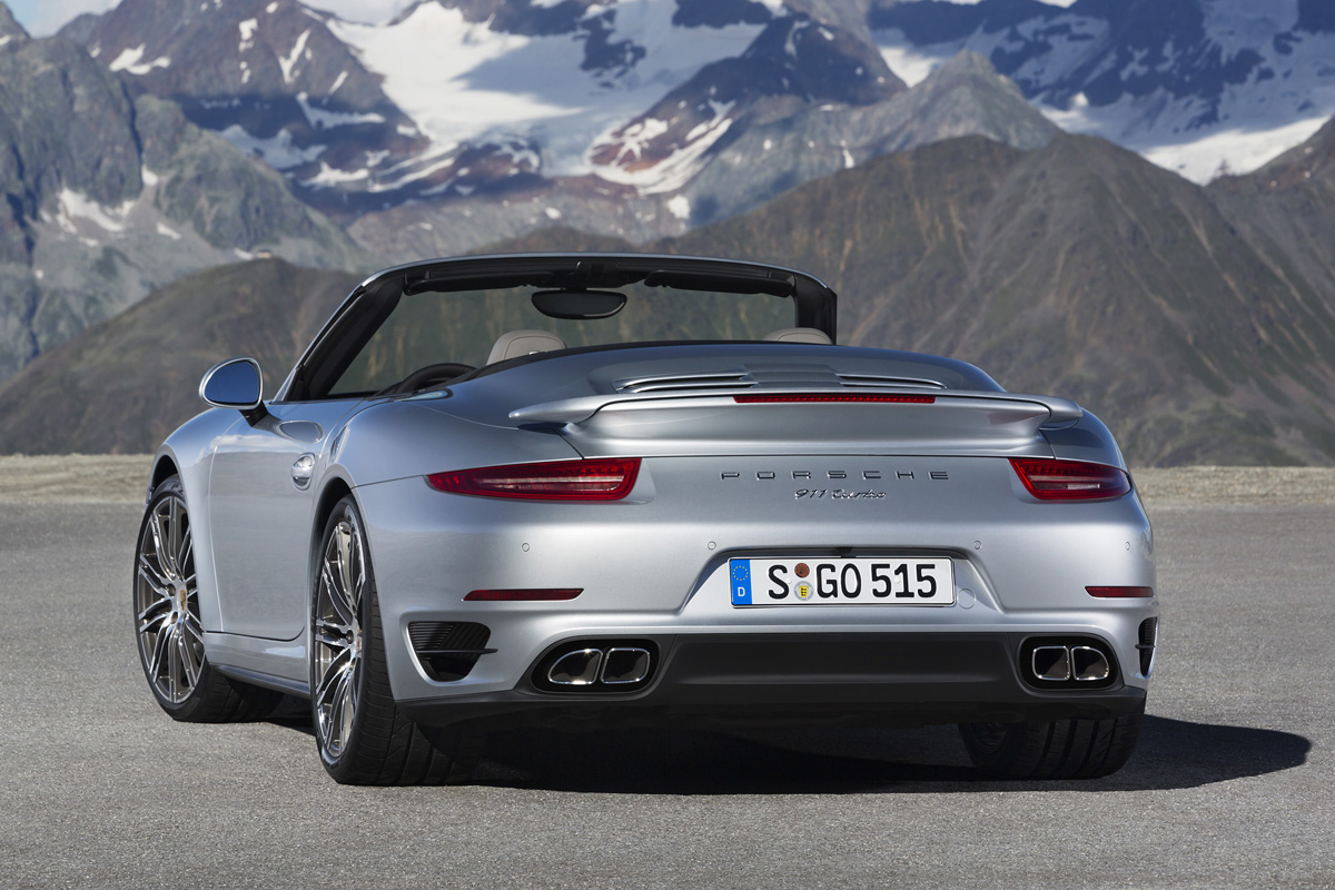 2013 Porsche 911 Turbo Cabriolet silver rear