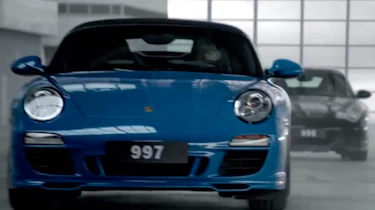 Porsche 911 50th birthday video Riviera Blue 997