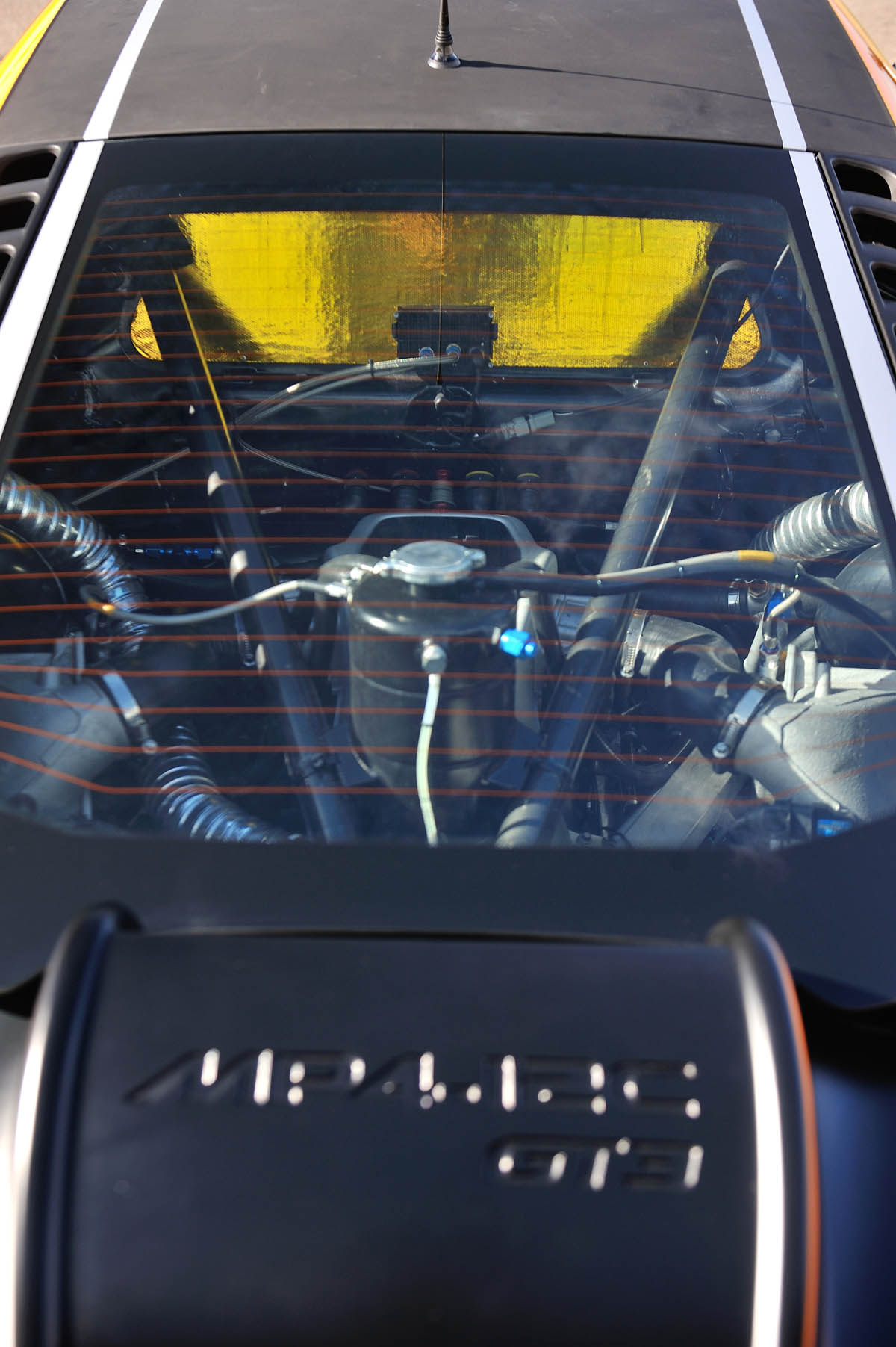McLaren 12C Can-Am engine bay gold