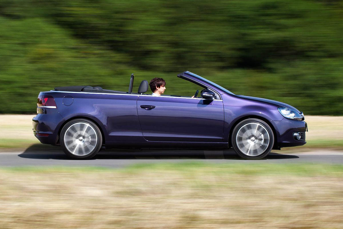 VW Golf Cabriolet roof down side profile