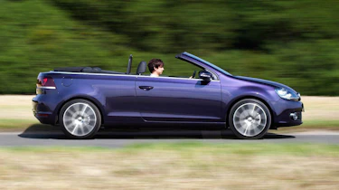 VW Golf Cabriolet roof down side profile