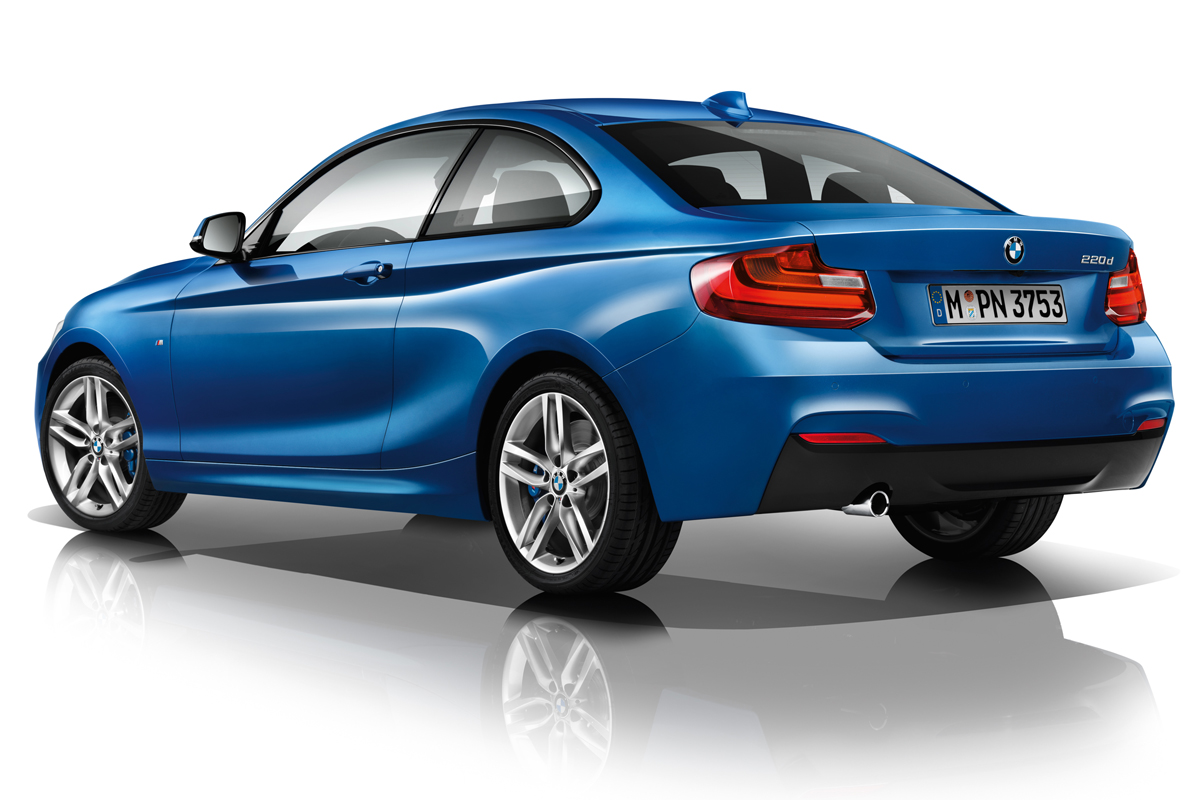 BMW 220d M Sport blue rear