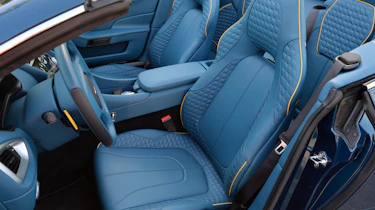 Aston Martin Vanquish Volante blue quilted leather sports seats
