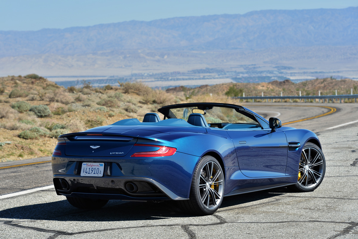 Aston Martin Vanquish Volante blue rear