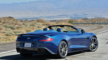 Aston Martin Vanquish Volante blue rear