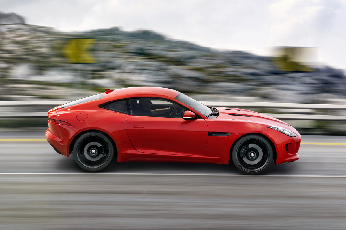 Jaguar F-type S Coupe red side profile