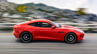 Jaguar F-type S Coupe red side profile