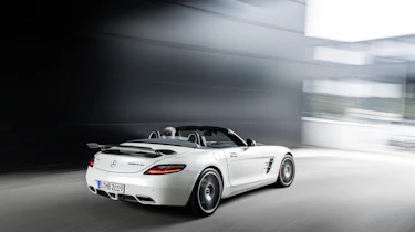 Mercedes SLS AMG GT Final Edition Roadster white roof down