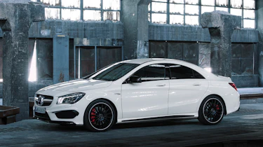 Mercedes CLA45 AMG white side profile
