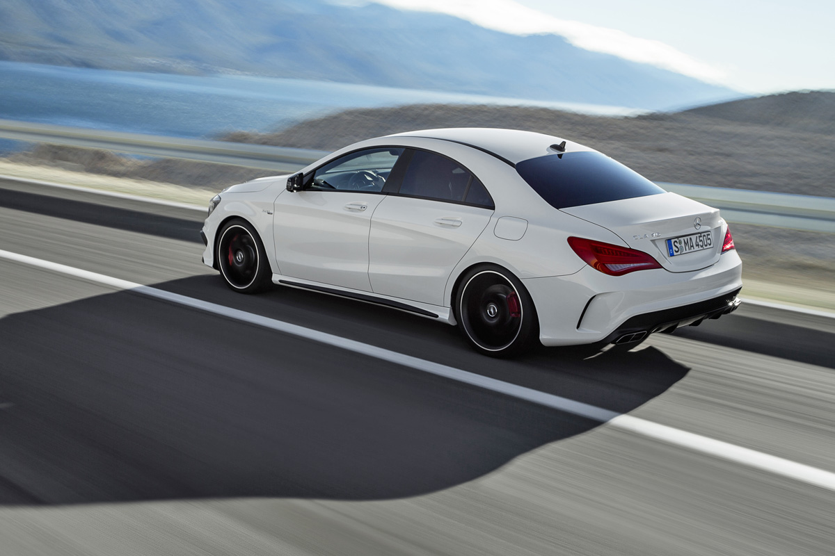 Mercedes CLA45 AMG white rear