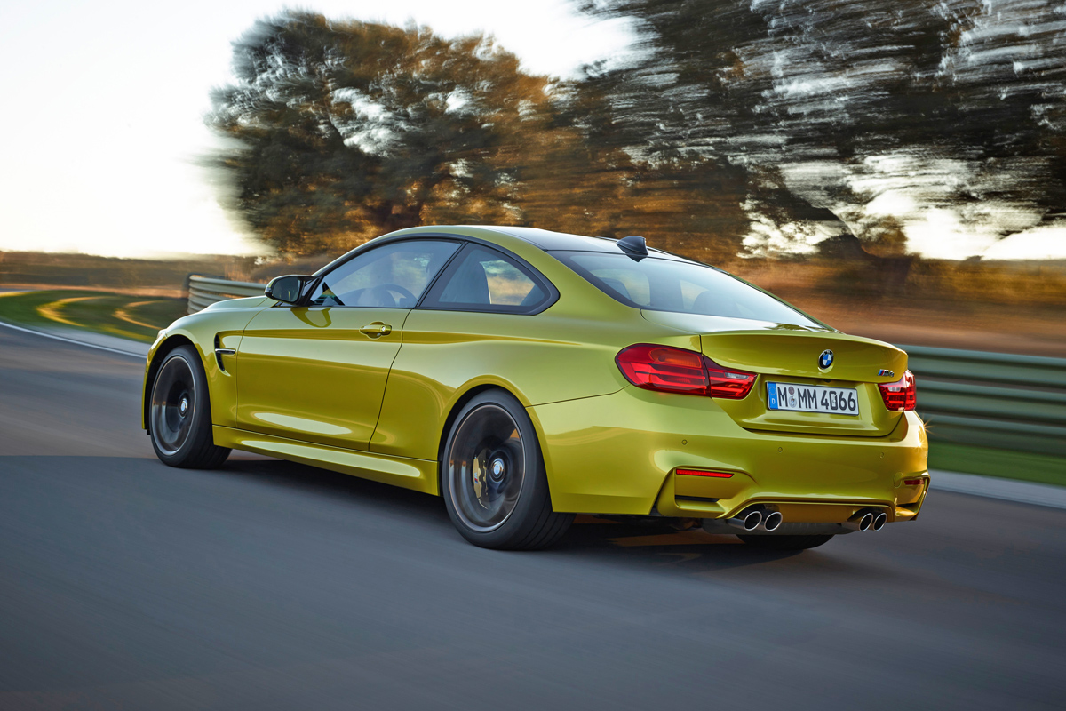 New BMW M4 yellow rear