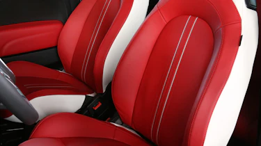 Abarth 595 50th Anniversary red and white leather seats