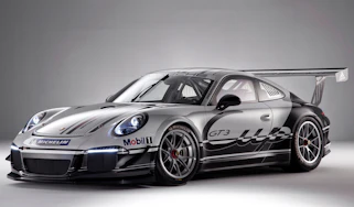 Porsche 991 GT3 racing car at Autosport show
