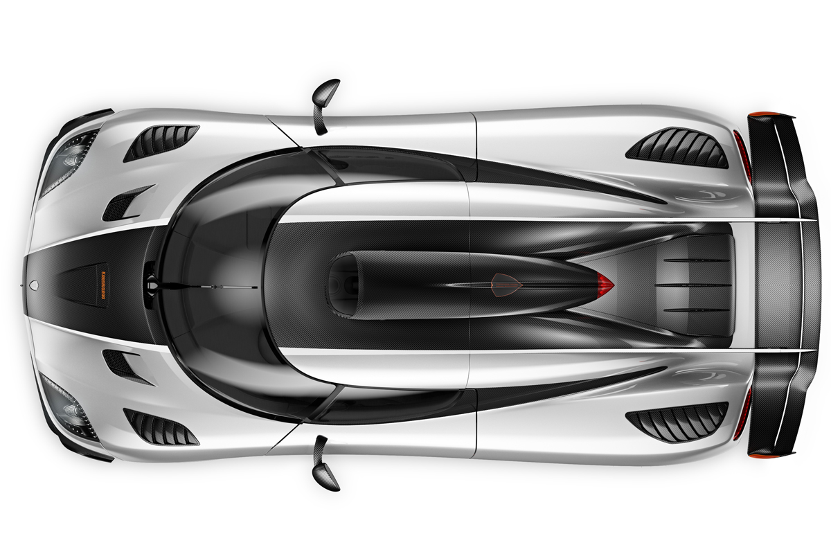 Koenigsegg One:1 supercar overhead view