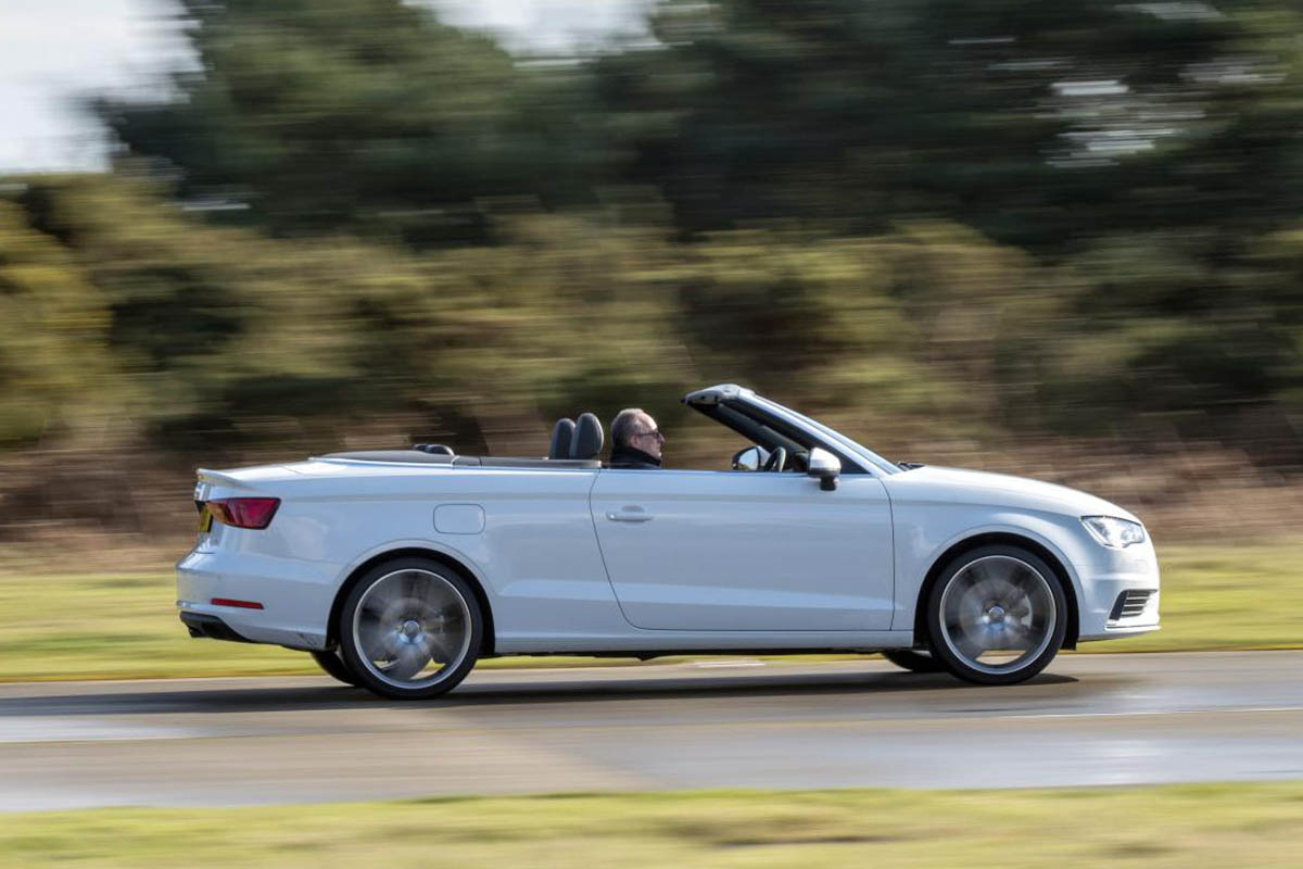 Audi A3 Cabriolet white side profile