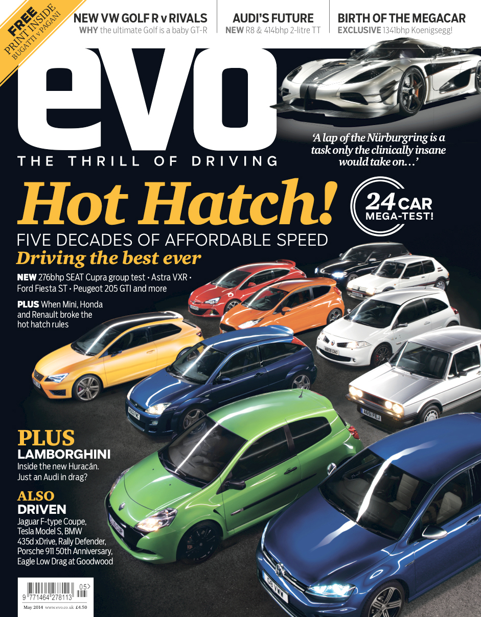 evo Magazine May 2014 - best hot hatchbacks ever cover