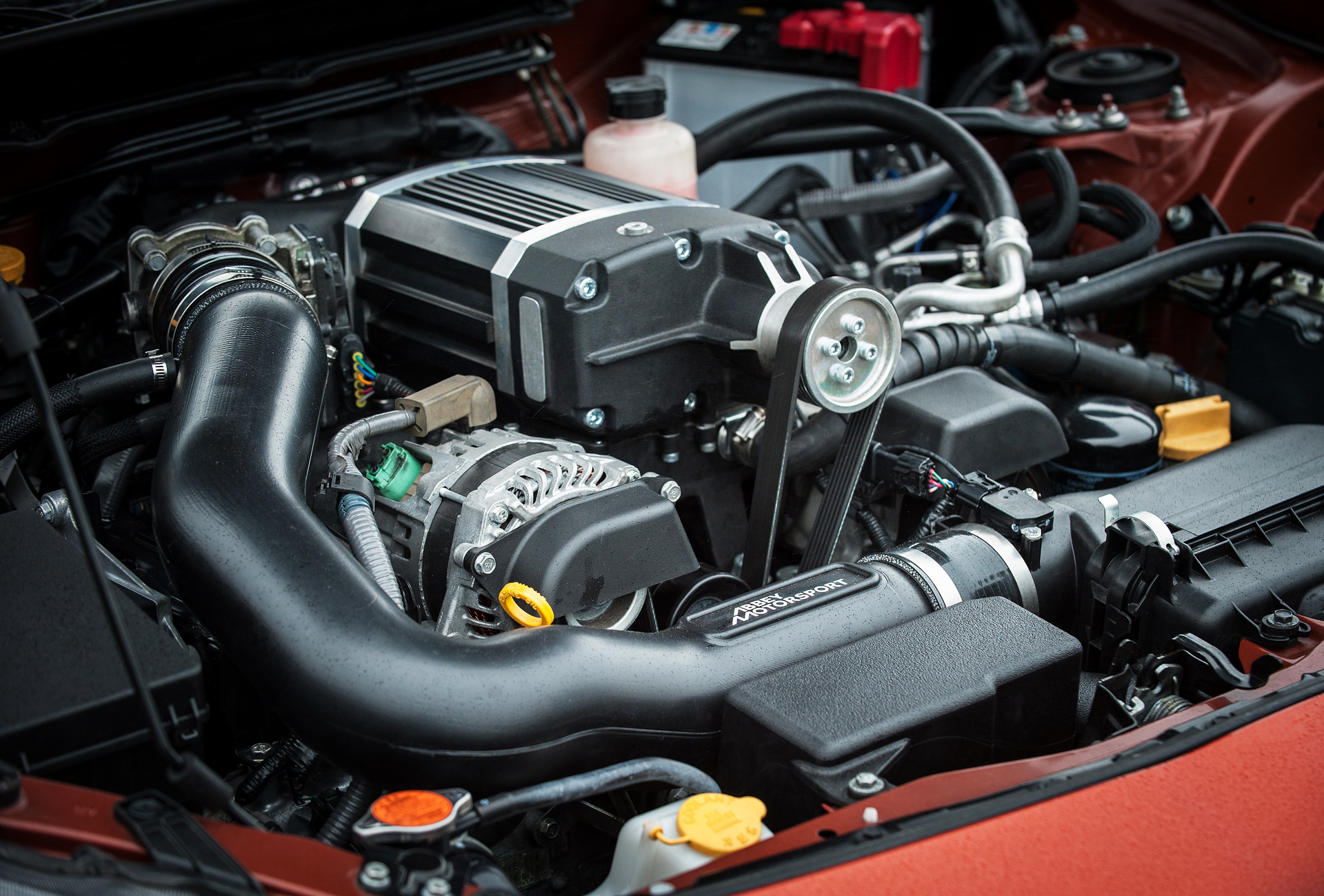 Toyota GT86 by Abbey Motorsport supercharger installation engine bay