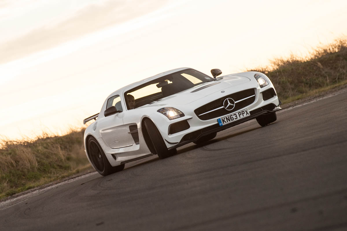 Mercedes SLS AMG Black Series sideways
