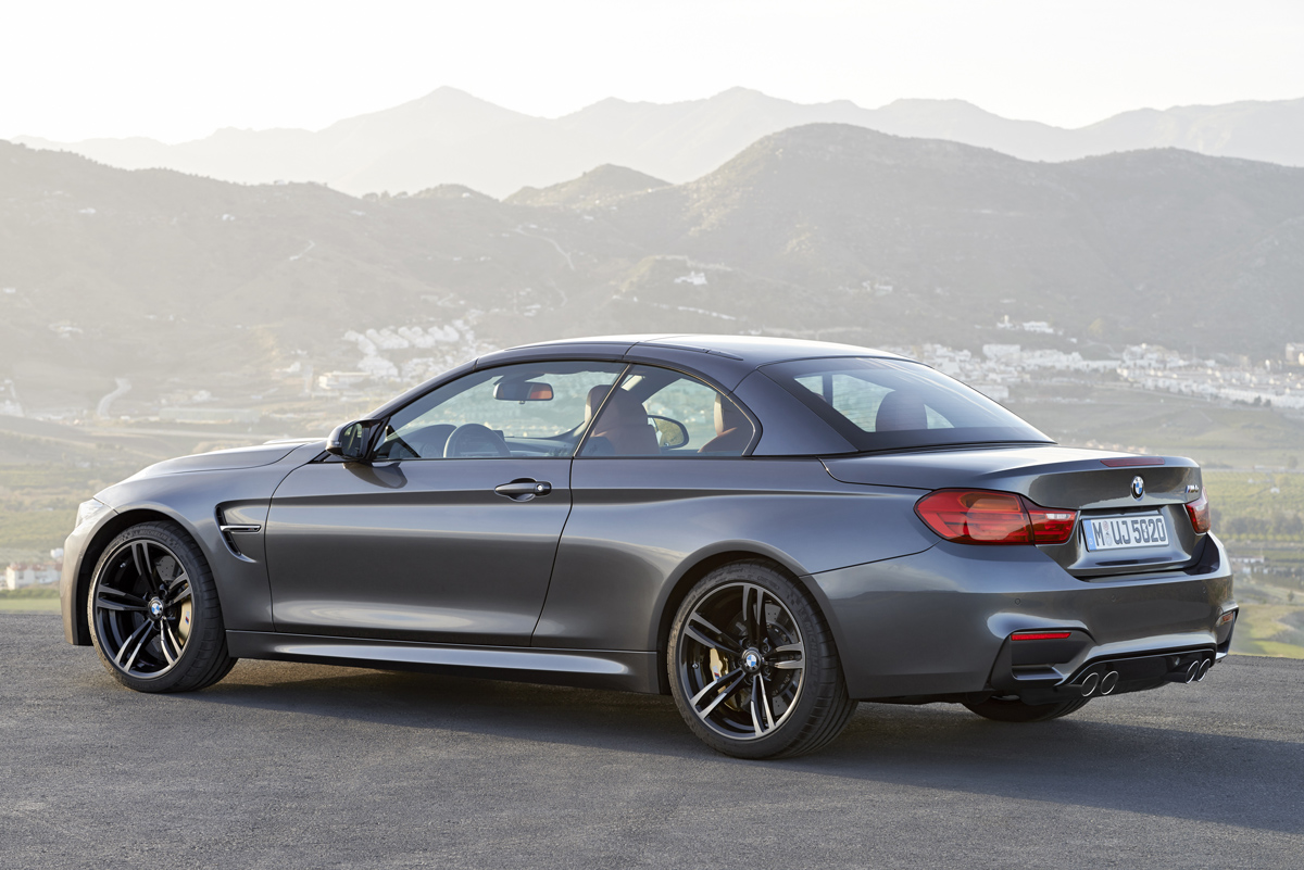 BMW M4 Convertible grey roof up closed
