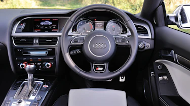 Audi S5 interior dashboard flat-bottom steering wheel