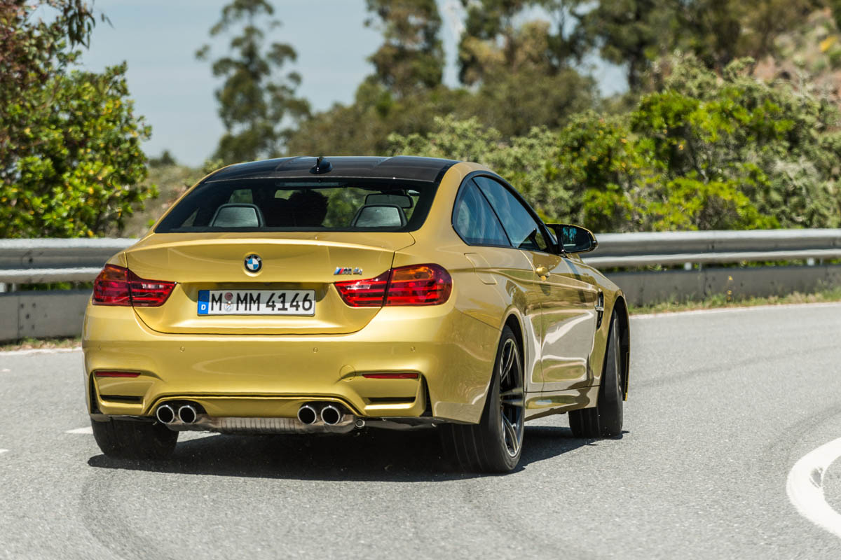 New BMW M4 yellow rear