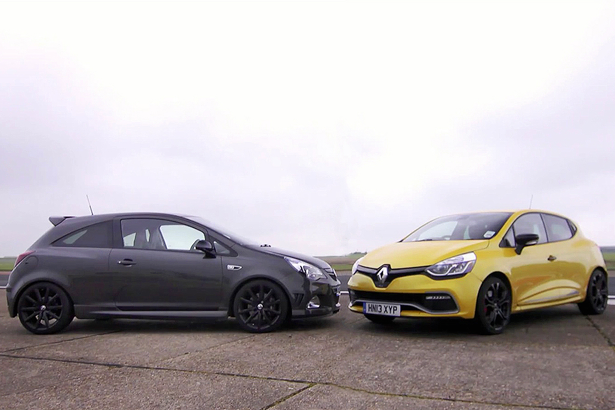 Renault Clio 200 vs Vauxhall Corsa VXR track video