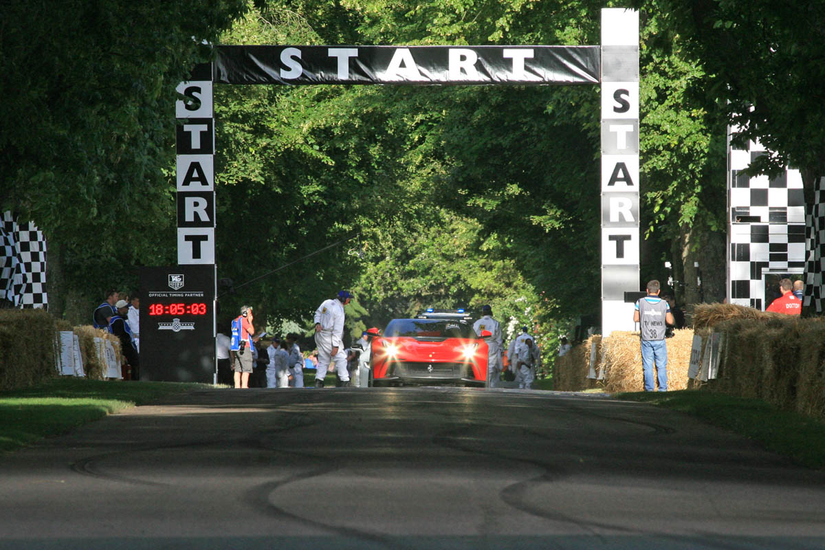 Ferrari F12 TRS Goodwood start line