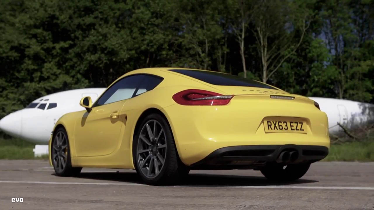 Porsche Cayman S yellow rear