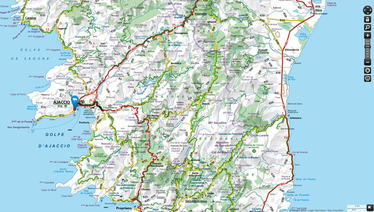 Corsica map, by Michelin