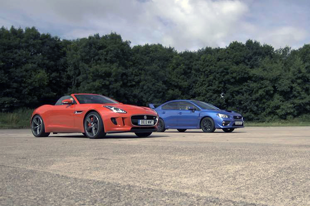 Subaru WRX STI v Jaguar F-type V6 S: drag race