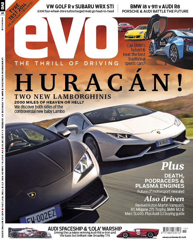 evo Magazine November 2014 - Lamborghini Huracan!