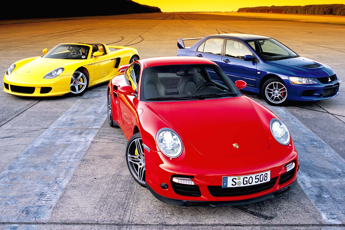 Porsche Carrera GT, 911 and Mitsi Evo IX