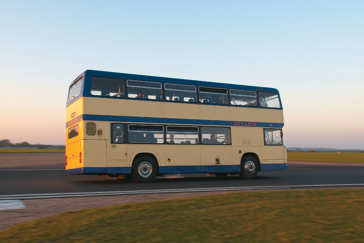 Double-decker bus cornering