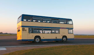 Double-decker bus cornering