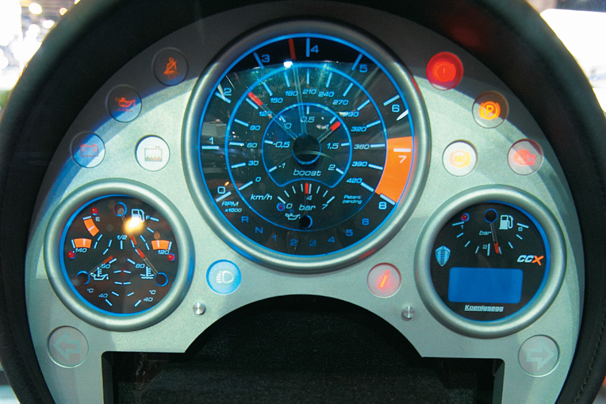 Koenigsegg CCXR Flower Power instrument cluster