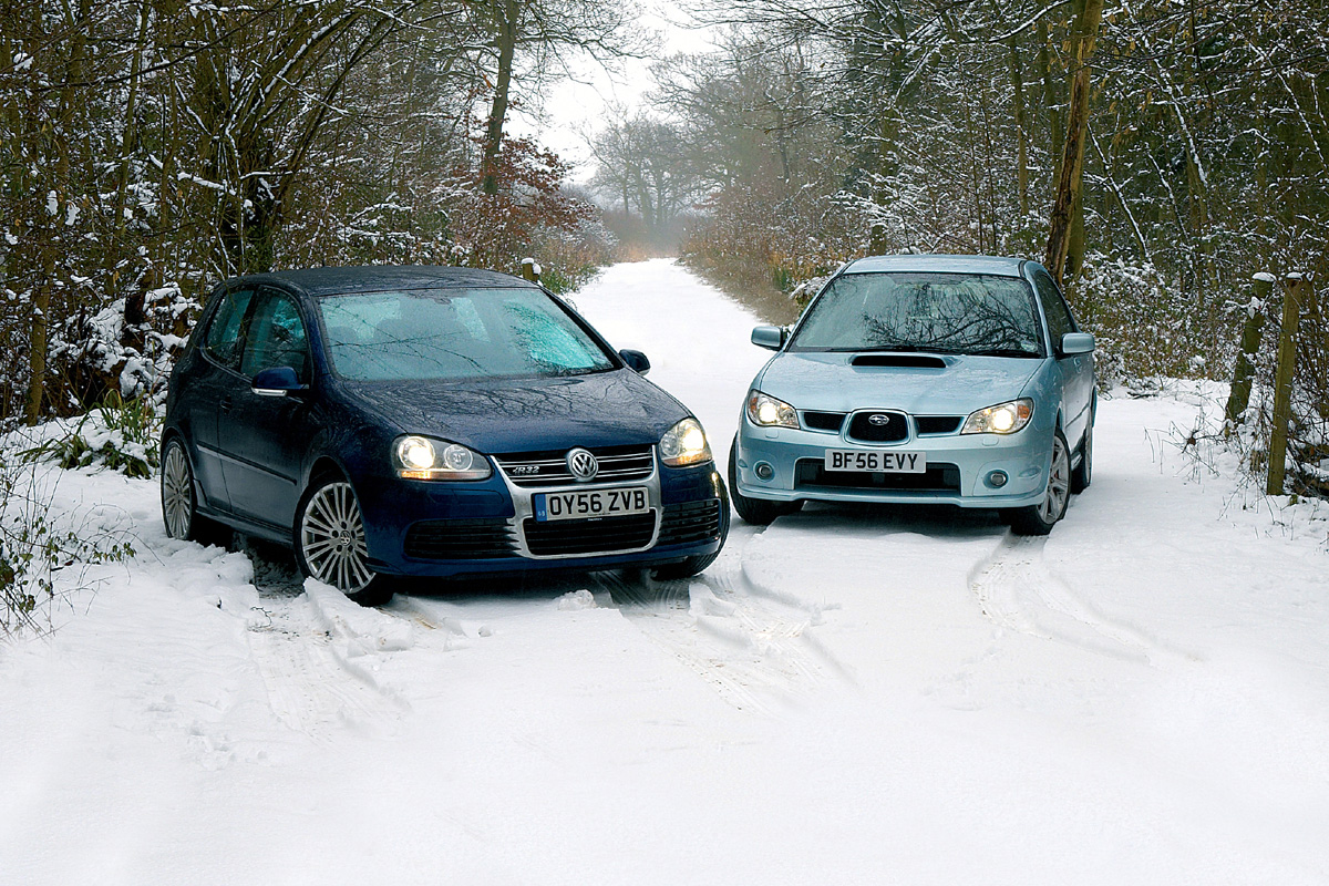 Subaru Impreza WRX Sport Wagon and VW Golf R32