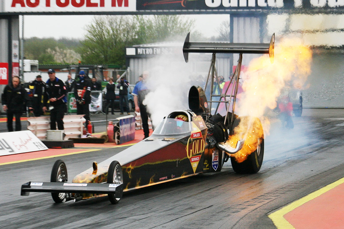 Dragster in flames