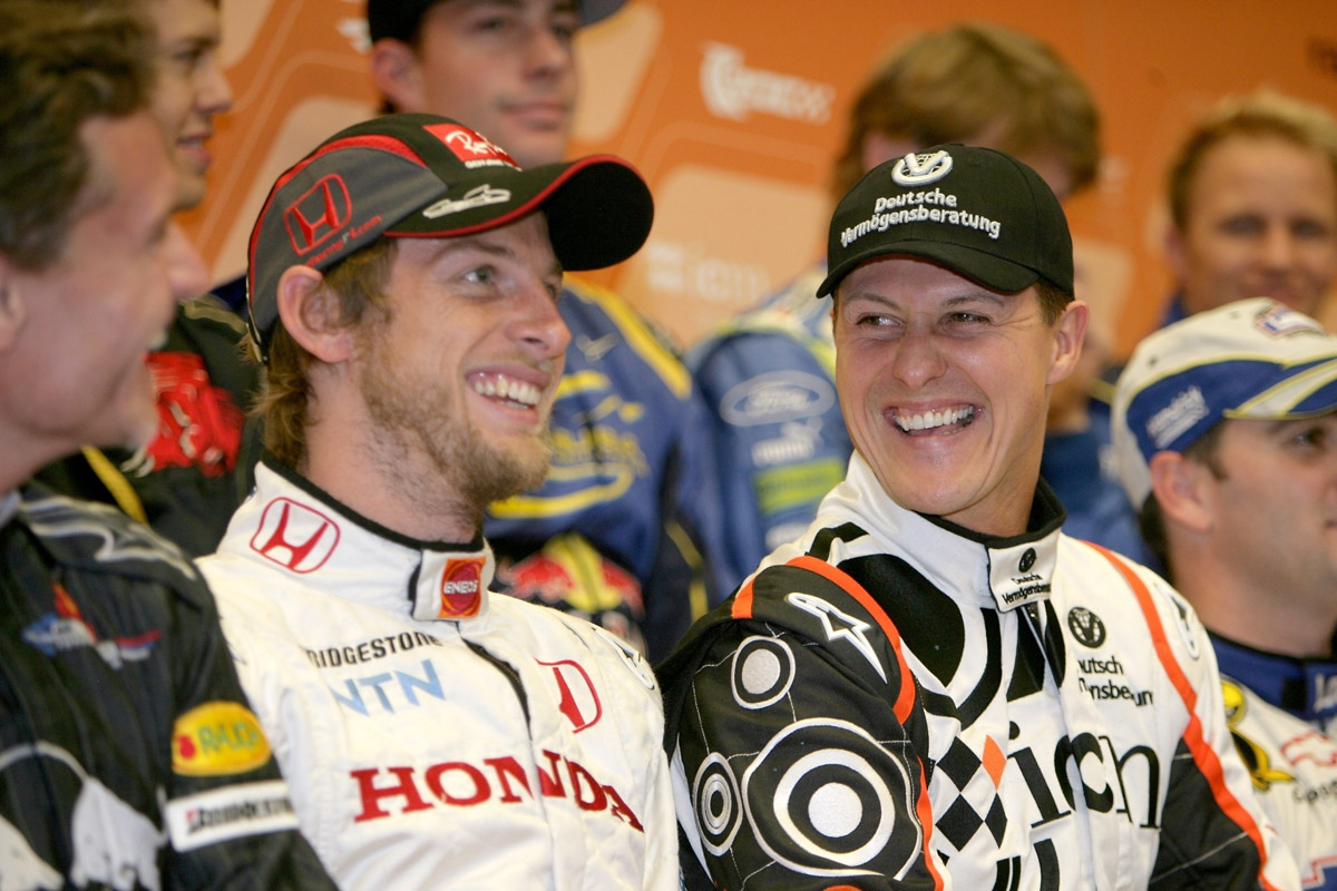 Jenson Button and Michael Schumacher